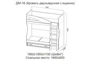 ДМ-16 Кровать двухъярусная с ящиком в Новом Уренгое - novyj-urengoj.magazin-mebel74.ru | фото