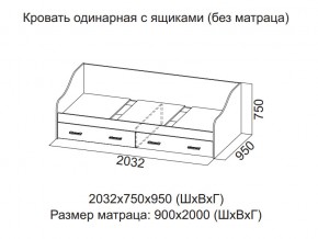 Кровать одинарная с ящиками (Без матраца 0,9*2,0) в Новом Уренгое - novyj-urengoj.magazin-mebel74.ru | фото